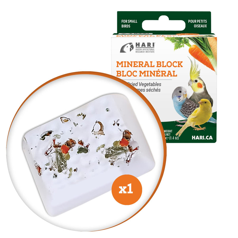 Hari Mineral Block for Birds with Dried Vegetables, Calcium Supplement Bird Treat (Pack of 2) 1 Count (Pack of 2)