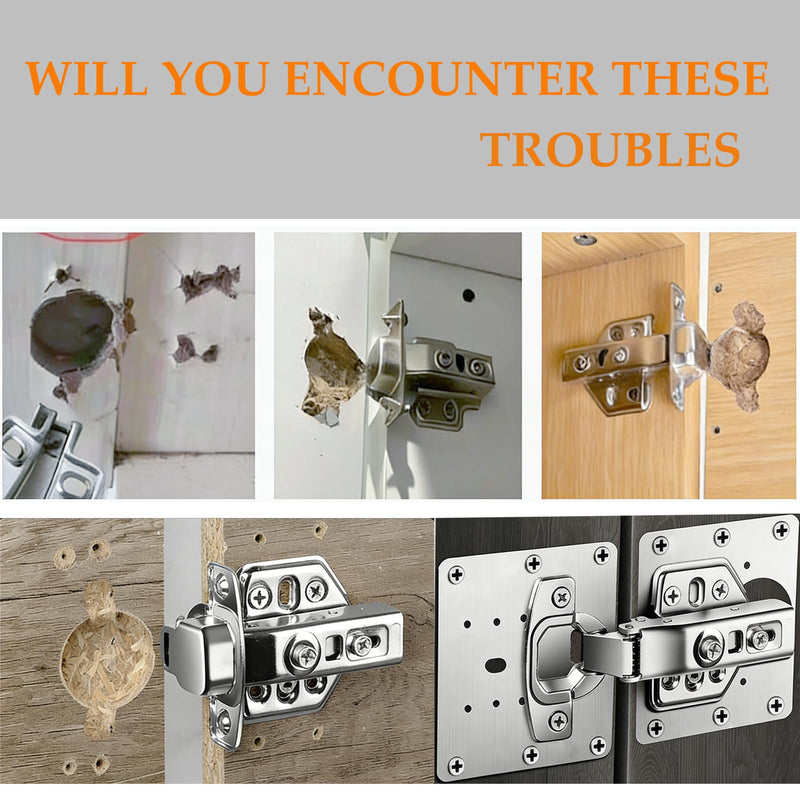 Cabinet Hinges-2Pack 180 Degree Lazy Susan Cabinet Door Hinge Frameless﻿(Full Overlay) Stainless Soft Close Cabinet Door Hinges with Mounting Screws and Repair Plate