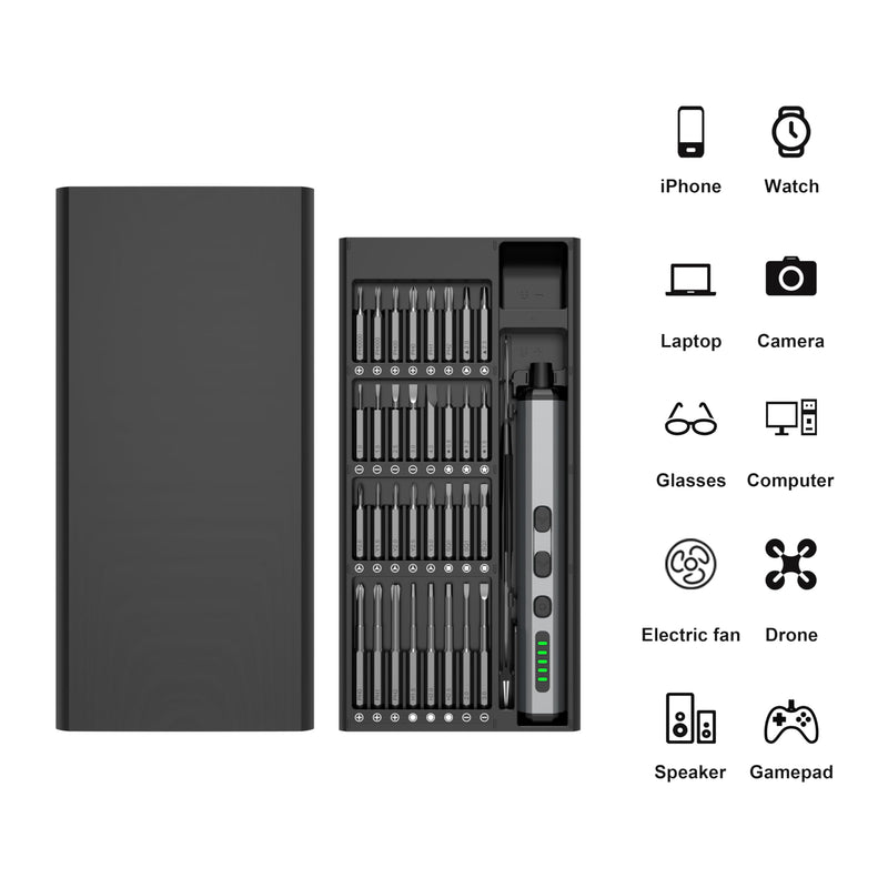 Mini Electric Screwdriver Set, 68-in-1 Cordless Precision Screwdriver Kit, 3.7V Rechargeable with 5 Adjustable Torque & 4 LED Lights, Small Power Tool for iPhone, Laptop, Drone, Glasses & Watch Repair 68 in 1 Precision Electric Screwdriver Kit