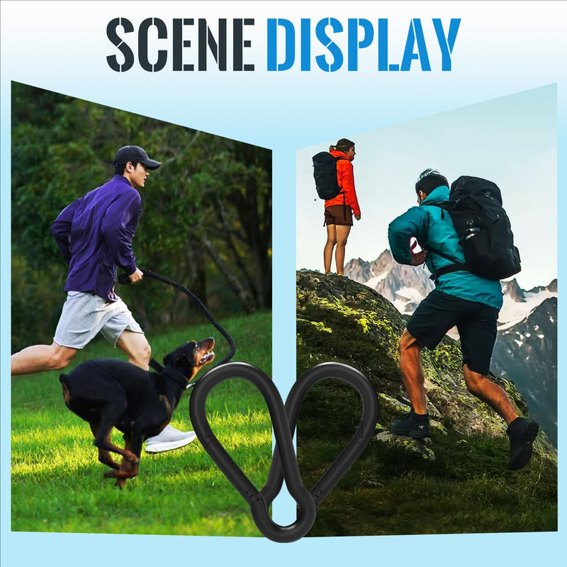 Spring Snap Hook Carabiner, M5/M8/M10 Black Heavy Duty Carabiner Clip, Quick Link Keychain Hook for Outdoor Camping, Swing Hammock, Gym M5 (1.96Inch)-120pcs