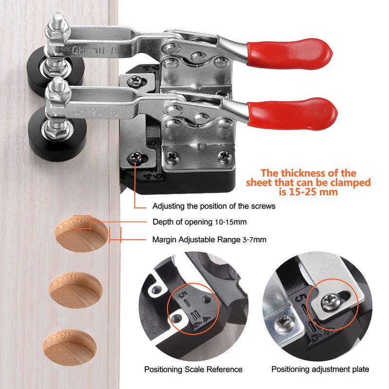 Adoles 35mm Concealed Door Hinge Jig， Accurate Locking Cabinet Hinge Jig，Aluminum Alloy DIY Pocket Hole Jig，2 Retaining Clips，Adjustable Quick Punch Cabinet Hardware Jig - NewNest Australia