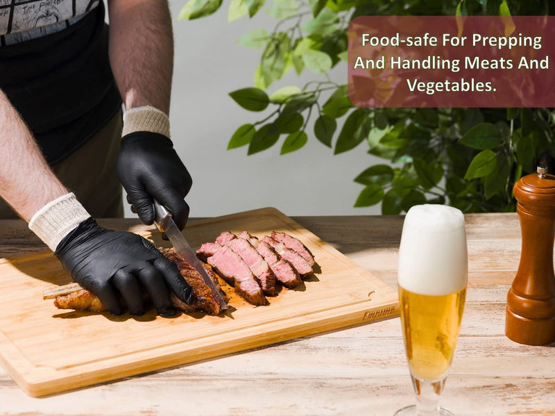 BBQ Gloves 4 Cotton Glove Liners and 100 Disposable Gloves Washable Cotton Liners Powder Latex Free Nitrile Gloves Large