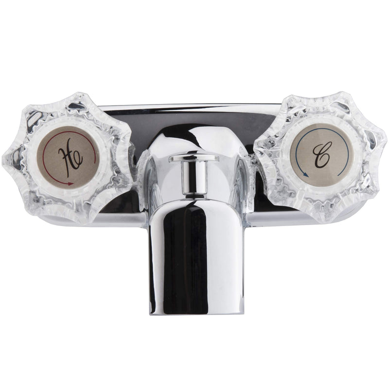 Dura Faucet DF-SA110A-CP RV Tub and Shower Faucet Valve Diverter with Crystal Acrylic Knobs (Chrome) Chrome Polished