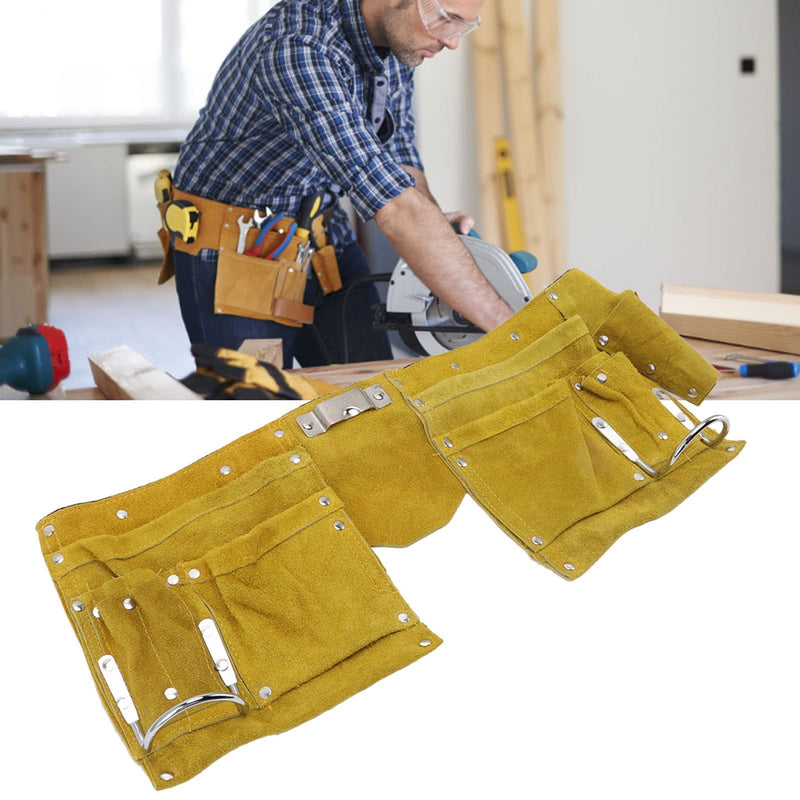 Carpenter Tool Belt with Quick Release Buckle, Leather, Multiple Pockets, Adjustable Waist, for Woodworking and Construction