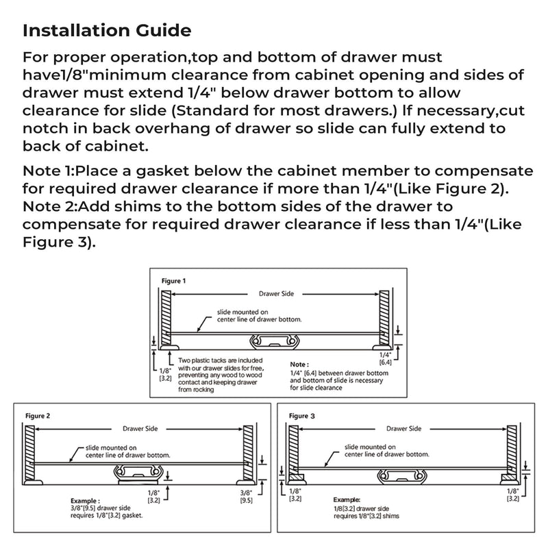 LONTAN 1 Pcs Bottom Mount Centered Drawer Slides for Cabinet & Dresser Drawers 14 Inch Heavy Duty Center Mount Drawer Slides 9.74" Extension Glide Track