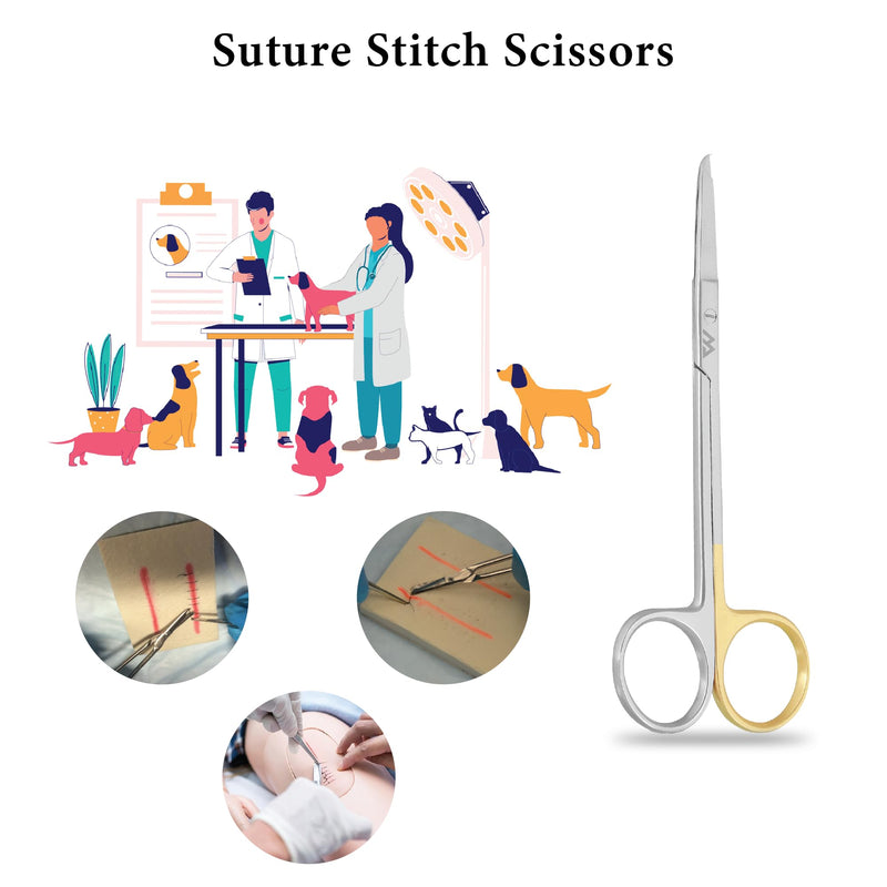 Premium Quality Suture Scissors with Extra Fine Sgarpness (11 CM) 11 CM