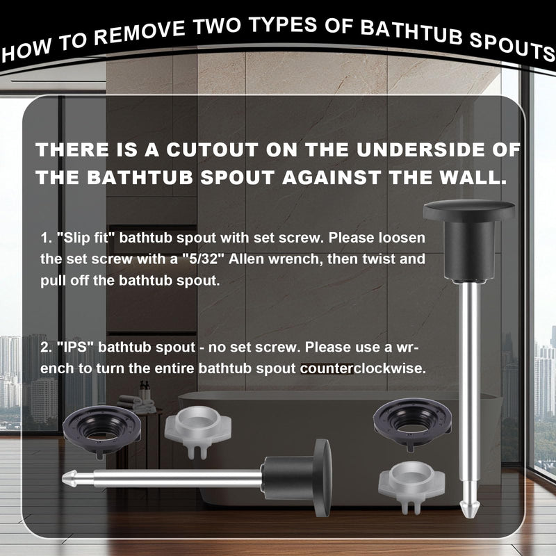 2-Pack Tub Spout Diverter Repair Kit Universal Fit for Shower Bathtub Faucets Includes Valve Stems Cup Seals Gates Chrome Style Fix Leaky Diverter Valve (Black)