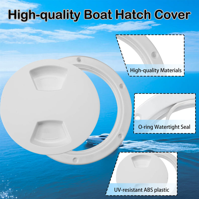 Boat Hatch Cover 5 inch, Non Slip Inspection Hatch White Round Deck Plate for Boats, Detachable Boat Deck Plate for Marine Boat Ships Yacht Truck RV, Attached Screws 5 inch 1pcs