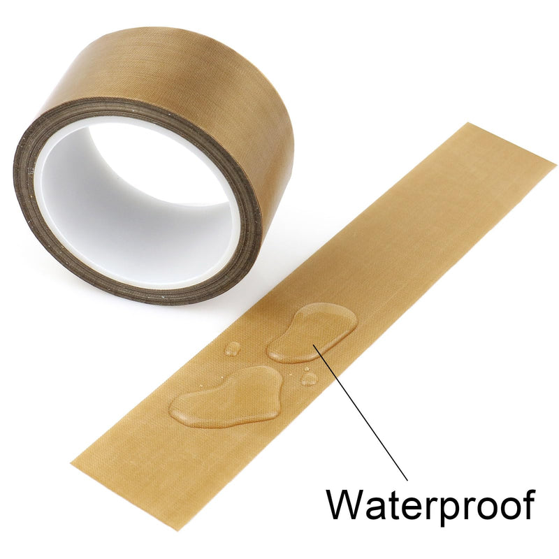 Teflon Glass Cloth Tape, (2-inch x 33 Feet x 0.18mm) High Temperature PTFE Coated Fiberglass Adhesive Tape for Vacuum Sealer Machine, Hand Impulse Sealers Insulation (2inches x 33feet) 2inches x 33feet