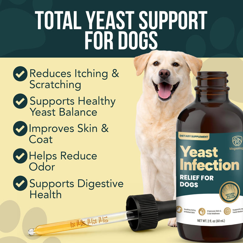 Yeast Infection Treatment for Dogs Drops (7 in 1 Formula) Soothes Itchy & Irritated Skin, Improves Skin and Coat, Dog Yeast Infection Treatment & Anti Yeast Drops for Dogs 60 ml