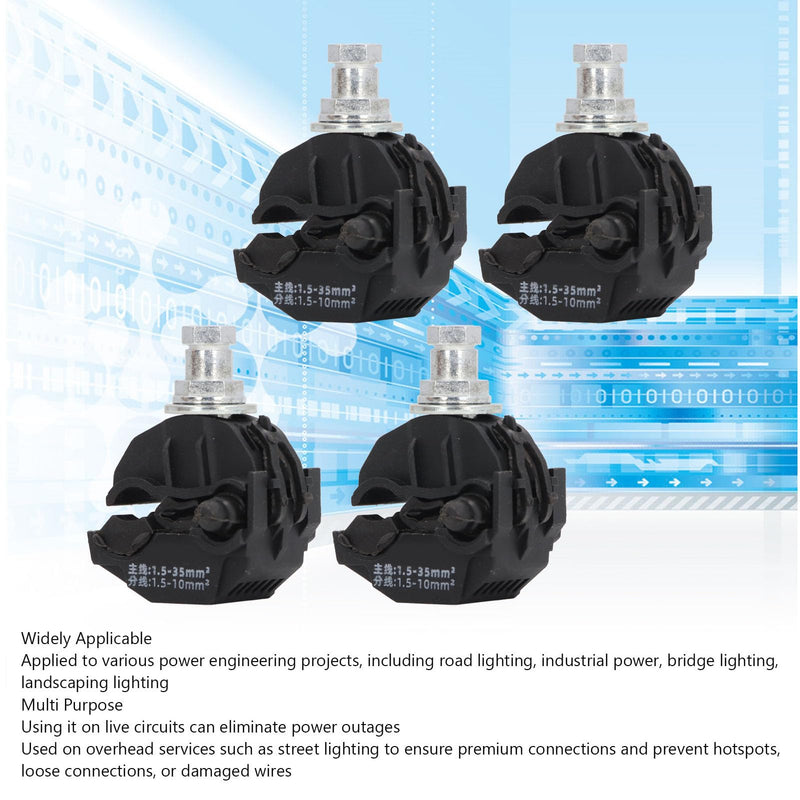 5 Pcs Insulation Piercing Connector 1KV No Peeling Piercing Clamp High Low Voltage Cable Splitter (Black-1) black-1