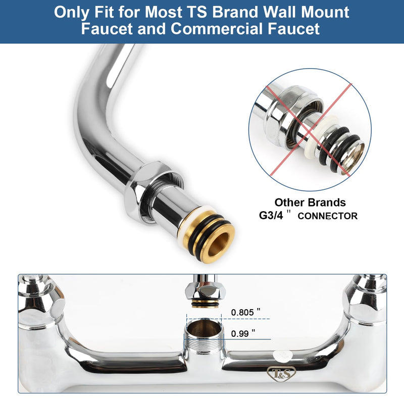 12 Inch Faucet Spout Replacement Fits for Most T&S Faucets, 360° Commercial Sink Faucet Swivel Spout for 2 or 3 Bay Compartment Sinks