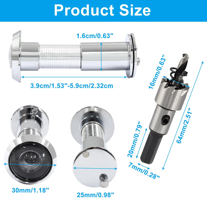 Waziaqoc Door Viewer Peephole, Brushed Nickel Adjustable Solid Zinc Alloy Door Viewer with Heavy Duty Rotating Privacy Cover with 16mm/0.63inch Drill Bit for 1-1/2" to 2-3/8" Doors