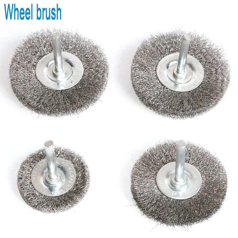 Stainless Steel Wire Wheel Brush & Crimped Cup Brush Kit for Drill,Fine Wire Diameter 0.0059 Inch,for Rotary Tool with 1/4-Inch Shank,Removal of Rust,deburring,Paint (7pcs)