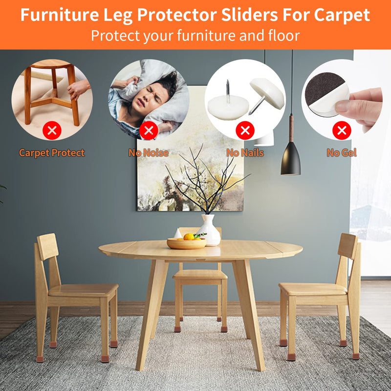 Chair Sliders for Carpeted Floors,16Pcs Chair Glides Square Furniture Sliders Carpet,Teflon Table Leg Protectors Sliders for Carpet,Make Furniture Glides Move Easy(Fit 1.1-1.4", Clear) Square-clear 1.1 - 1.4"
