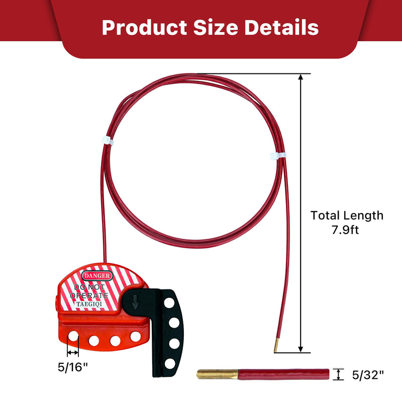 2 Pack Lockout Tagout Cable Lock,7.9ft Adjustable Cable Lock,Steel Cable Lock with Vinyl Coating,Loto Cable for Lock Out Tag Out,OSHA Compliant 2 Pack