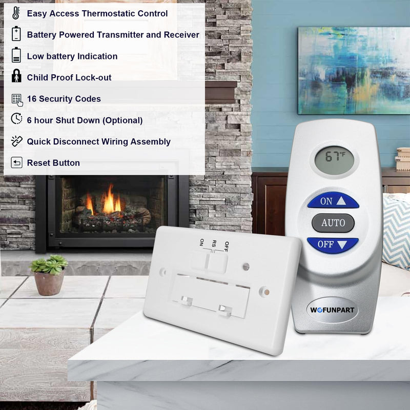 Fireplace Remote Control Kit, for Millivolt Thermostatic Gas Valve On/Off