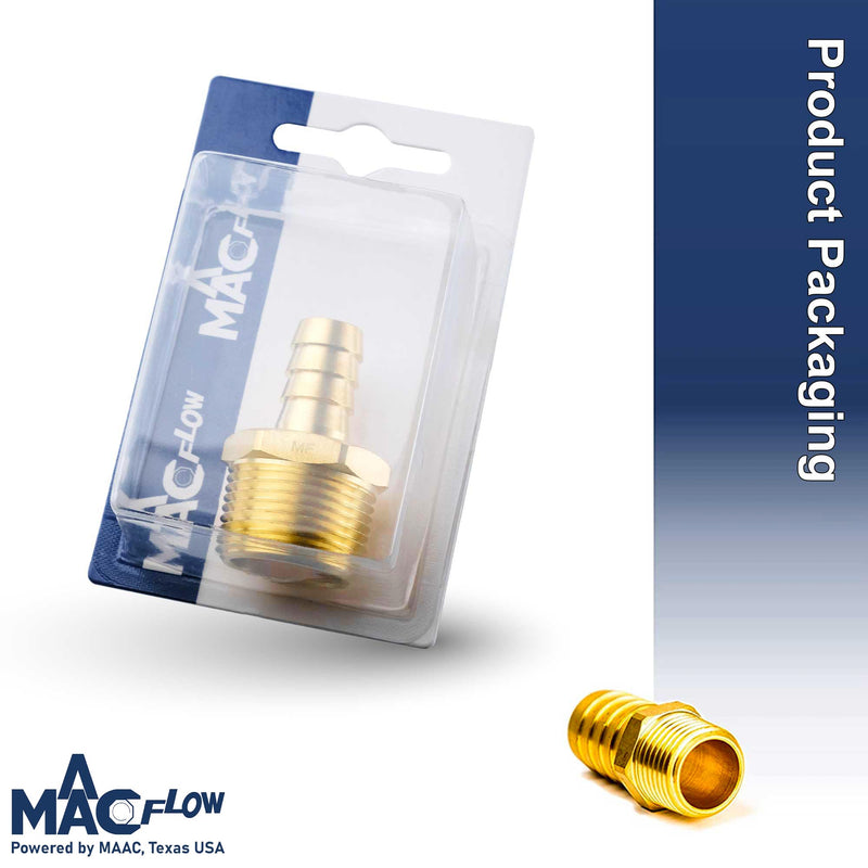 MAACFLOW Brass 3/4" Male NPT to 1/2" Hose ID Barb Barbed Hose Fitting Adaptor Connector (Pack of 1) 1/2" Barb x 3/4" Male NPT Pack of 1