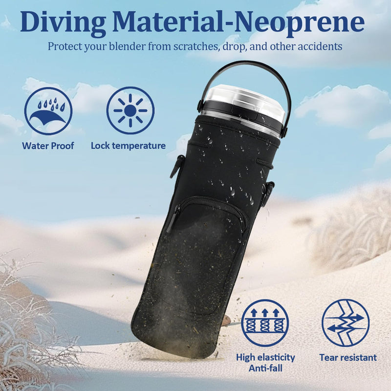 Storage Sleeve Bag for Ninja Blast Portable Blender with Shoulder Strap and Accessory Pocket Compatible with Ninja BC151NV/BC51NV/BC151BK/BC151CR/BC151EM/BC151PR/BC151WH Blast Portable Blender(Black) Black
