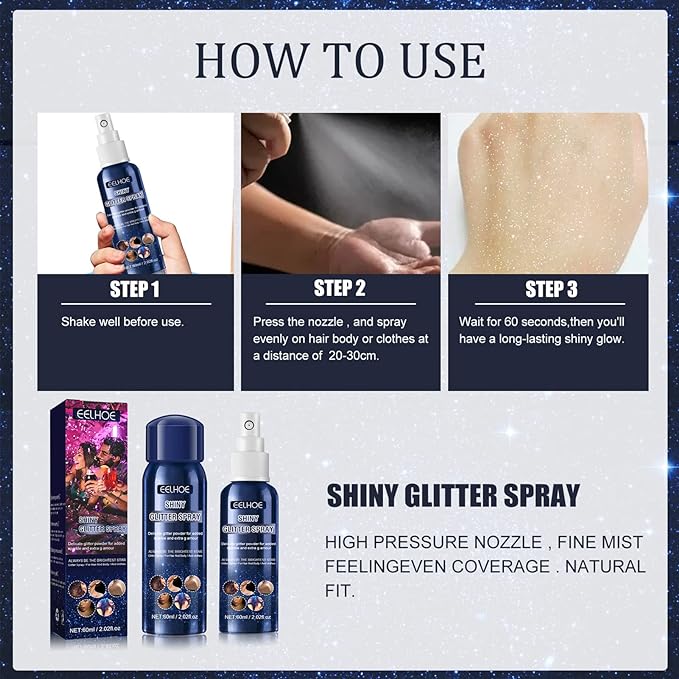 Glitter Spray Glitter Spray Hair Glitter Spray for Wedding Party Festival Holiday Events Makeup Supplies Shiny Body Glitter for Clothes and Hair | Glitter Spray for Fabric,Shiny Glitter Spray for - NewNest Australia