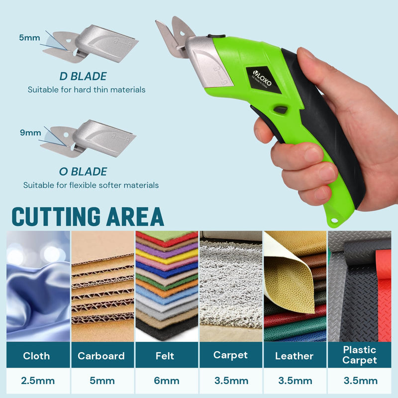 VLOXO Cordless Electric Scissors Electric Box Cutter for Cardboard Green