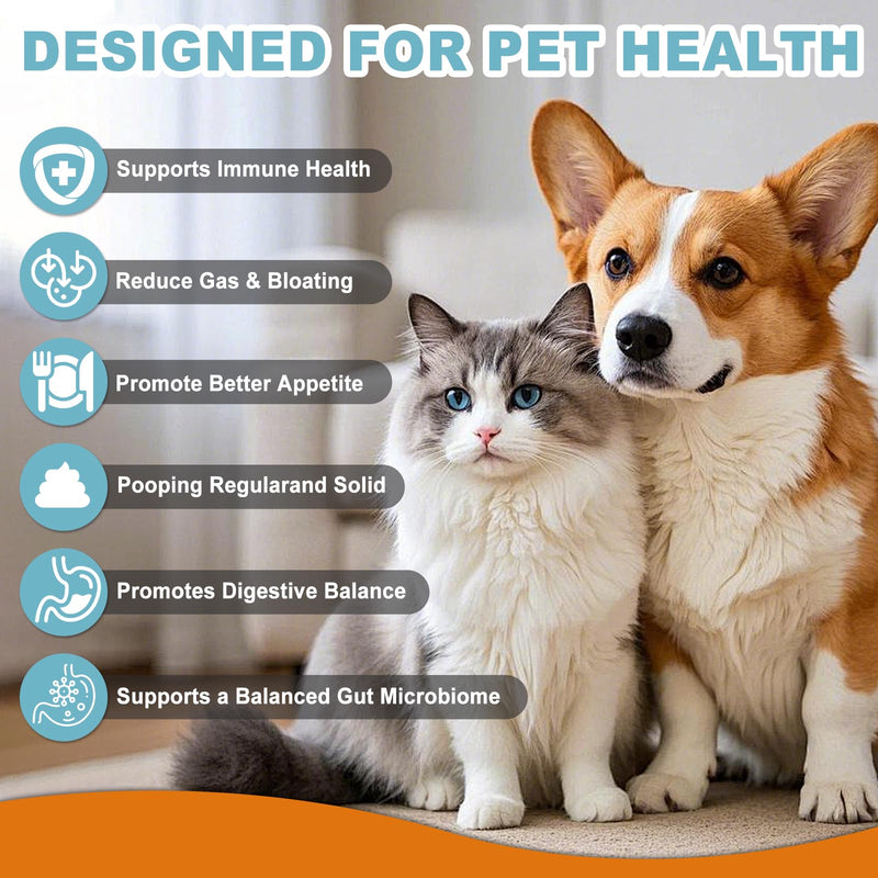 Probiotics for Dogs & Cats - 10 Billion CFU, 9 Strains Probiotic Blend, Gut Health Supplement for Small & Large Pets, 6.53oz (180g)