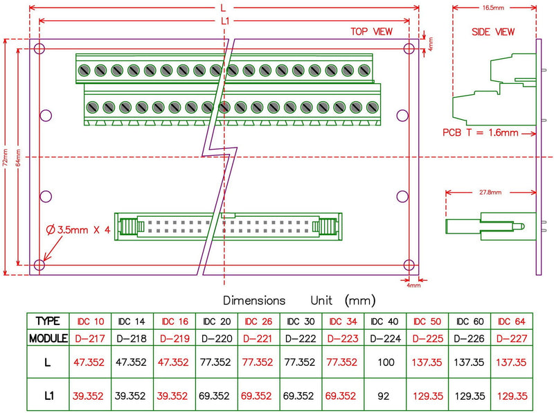 Flat Ribbon Cable 0.1" FRC Connector Breakout Board Module (IDC10 2x5Pin) IDC10 2x5Pin