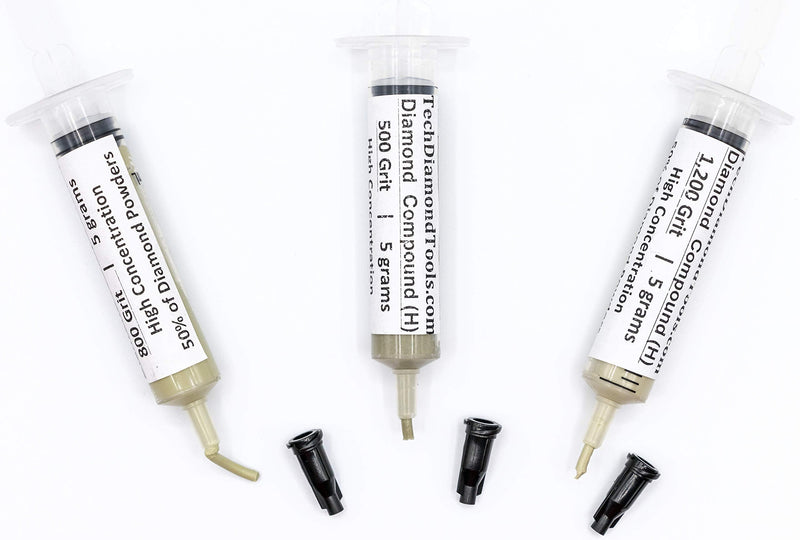 TechDiamondTools Kit of 3 Diamond Lapping Paste Polishing Compound USA Made 500 800 1200 Grit Lapping Compound for Rock Glass Metal Jewelry Resin Marble with High Concentration of Diamond Powder 1200 800 500 grit