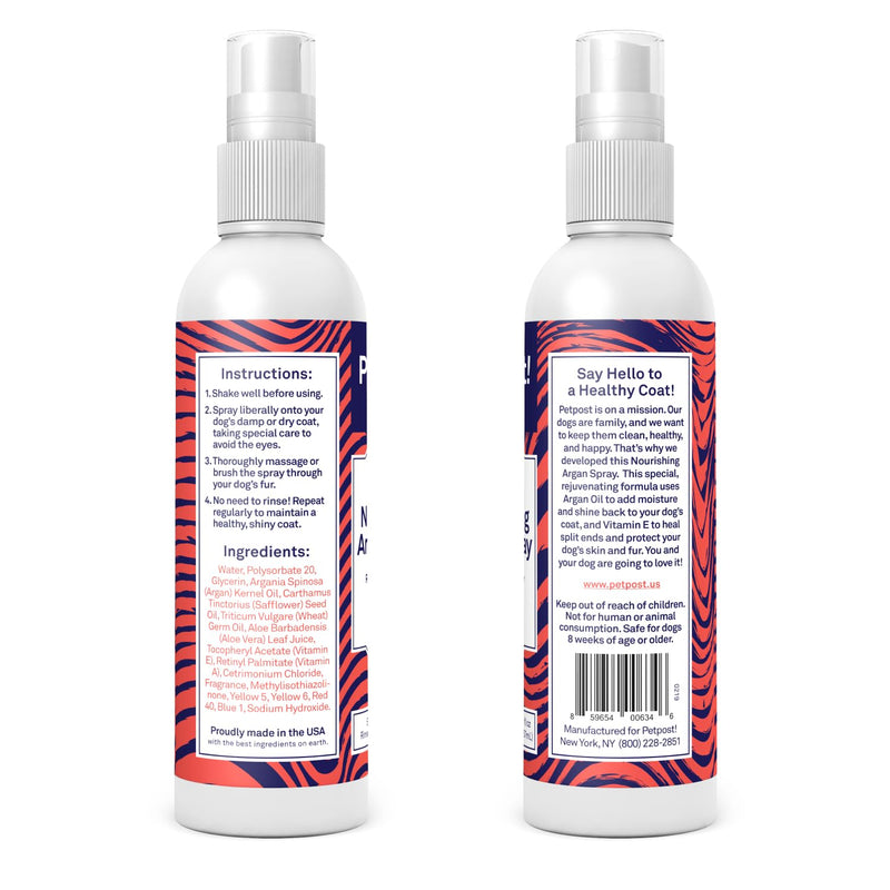 Petpost | Waterless Argan Shampoo Spray for Dogs with Sensitive Skin - Naturally Nourishing Coat Cleaner & Deodorizer for Healthier, Shinier Fur - Rinse Free Formula 8 oz. 8 oz. - PawsPlanet Australia