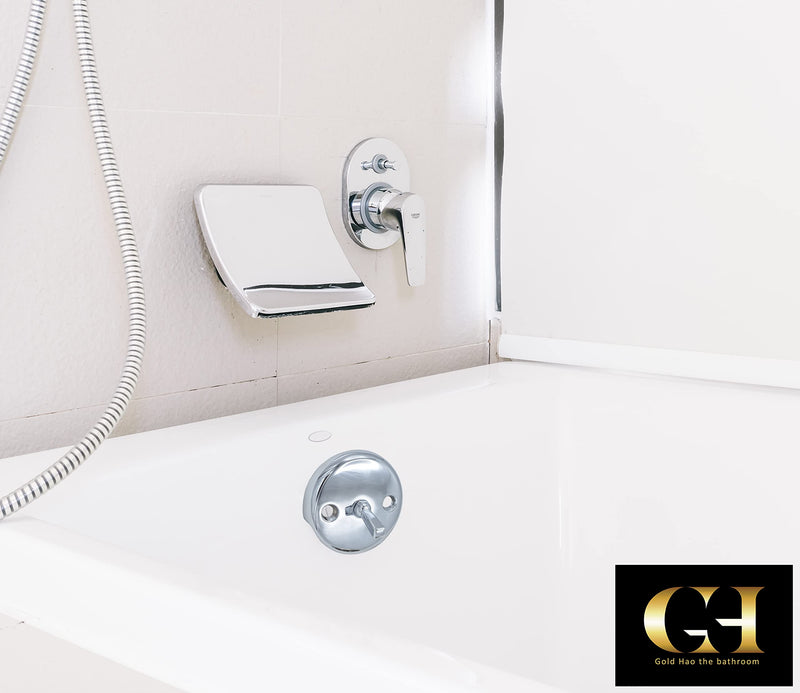 Bath Tub Waste Overflow Drain Trip Lever Face Plate for Bathtub with Matching Screws for Faceplate (Chrome) Chrome