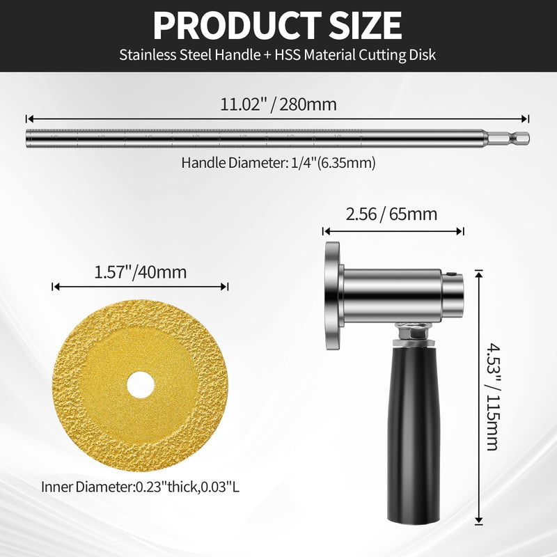 Inside/Internal Pipe Cutter for PVC Pipe, Professional PVC-ABS Pipe Cutter Tool with 7" Adjustable Depth Gauge, Stainless Handle, 5 Diamond Grit Cutting Blades, Gloves, 1/4" Hex Shank and Wire Saw