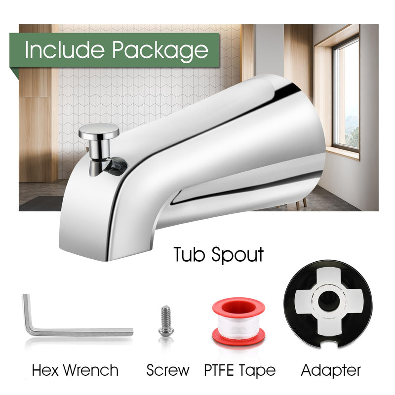 Bathtub Faucet Replacement with Diverter,Easy to Install American Standard Tub Spout for 1/2" Copper Water Tube with Install Tool (Chrome)