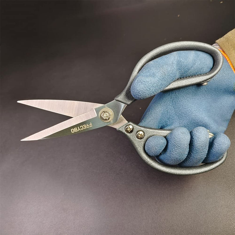 Heavy Duty Scissors 8.5'', All Purpose, Leather Scissors, Reinforced Stainless Steel Blades with Metal Handles for Home, Office, Easy Cutting Cardboard, Fabric, Carpet, Leather, etc 8.4-inch
