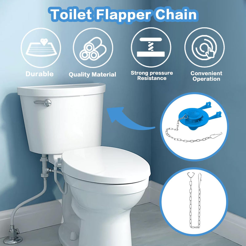 Toilet Flapper Chain 3Pcs Toilet Chain Toilet Handle Replacement Kit 9.5“ Stainless Steel Toilet Handle Chain with Hook Ring Universal Toilet Lift Chain Replacement Fits Most Toilet Flappers, Silver
