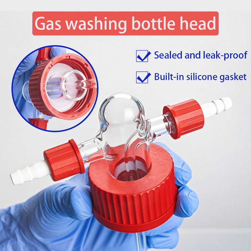 500ml Lab Glass Washing Bottle - Graduated Lab Buffer Bottle， Borosilicate Glass，Transparent (16.9 Ounces) 16.9 Ounces