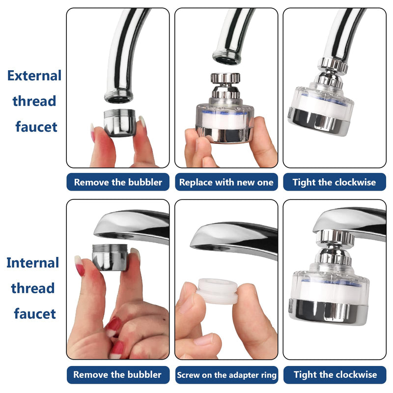 21Pcs Sink Water Filter with Filter Elements Set,Sink Faucet Filter 360°Rotating, Bathroom Sink Filter Removes Fluoride Hard Water, Faucet Filter Faucet Extender for Home Kitchen Sink 21PCS