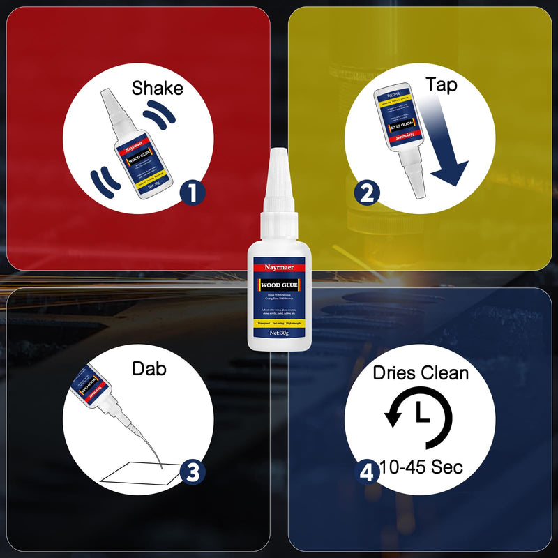 Wood Glue, 30g Super Glue for Wood, CA Glue for Wood Working, Fast Drying Wood Glue for Wood, Furniture, Balsa and Crafts (WGN1-30g)