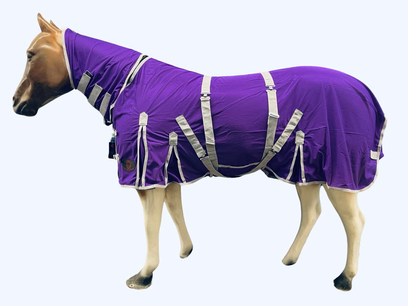 Heavy Duty Horse Fly Sheet with Neck and Detachable Belly Band | Summer Sheet (76, Purple) 76
