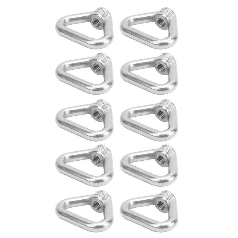 10pcs Lifting Eye Nut, M8 Lifting Eye Threaded Nut 304 Stainless Steel Triangle Ring Fastener Silver