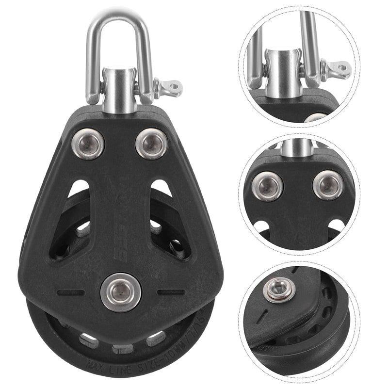 ULTECHNOVO Stainless Steel Nylon Marine Pulley,Pulley Block Rope Rope Runner Kayak Pulley Single Pulley Bearing Block Rope Black