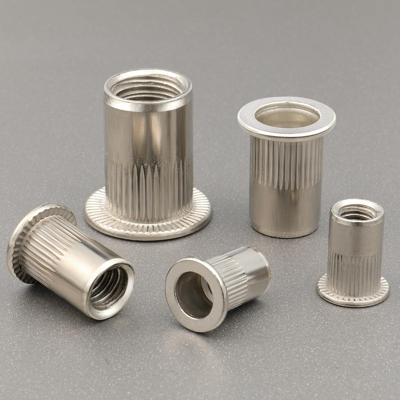 100Pcs M6 Rivet Nut 304 Stainless Steel Rivnut Threaded Insert Nut, Knurled Body (VG30523) 304 Stainless Silver