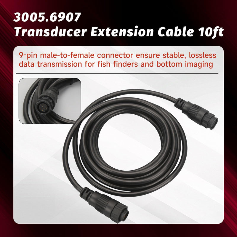 3005.6907 Transducer Extension Cable 10ft, 9-Pin Compatible with Lowrance LSS-1 LSS-2 Structure Scan Replace 000-00099-006