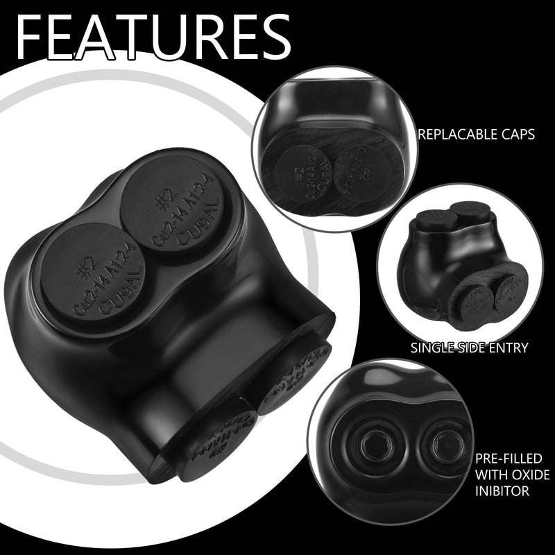 5 Pcs Insulated Multi Cable Connectors 2 Port Single Entry Splice Electrical Power Connector Black Interconnect Terminals Pre Filled (2-14 AWG Wire Range) 5 2-14AWG Wire Range