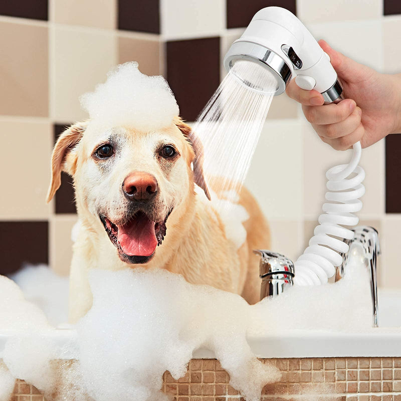 ZCONIEY Sink Faucet Sprayer Attachment, Shower Head Attaches To Tub Faucet, Dog Bathing Hose Shower Set for Laundry Bathroom Kitchen b-white