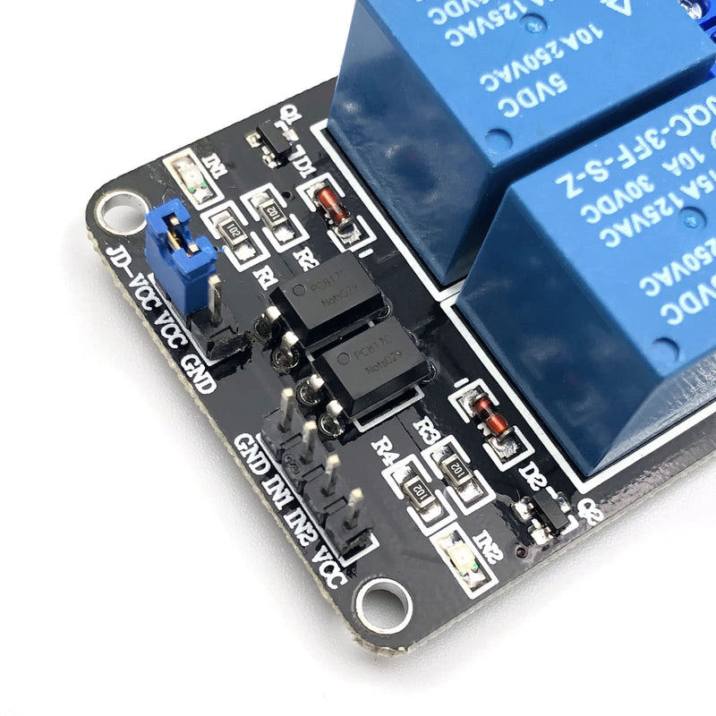 FainWan 2pcs 2 Channel Relay Module with Optocoupler 5V Active Low Level Amplifier Trigger JD-VCC Relay Power VCC Power