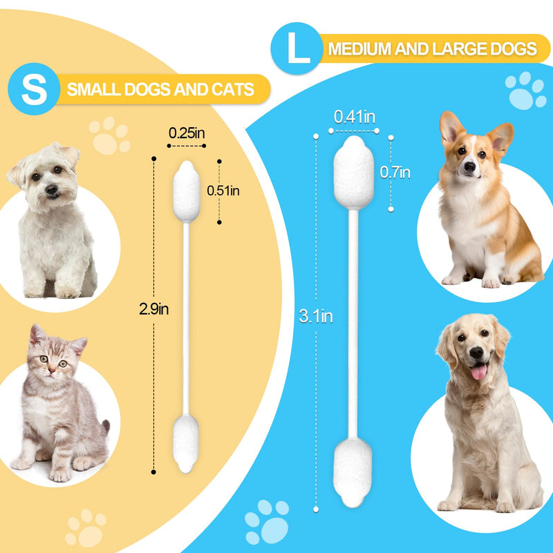 Dog Ear Cleaner dog ear infection treatment Gourd-shaped swabs prevent accidental injury to the ear canal for safer cleaning of your pet's ears. Specifically designed for dogs and cats, S 110 Pcs 110Pcs (1 pack) - PawsPlanet Australia
