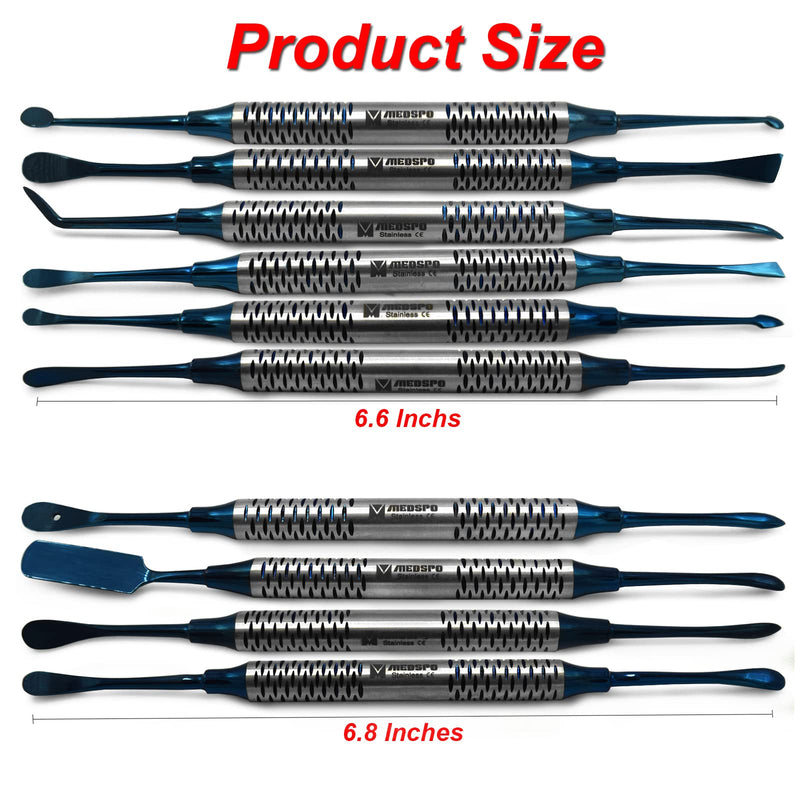 MEDSPO Professional Dental Elevators | Composite Restorative Implants | Luxating Filling | Surgical Root Extraction Spreading | Osteotome Periotome Instruments (Periosteal Elevator Blue Set of 10)