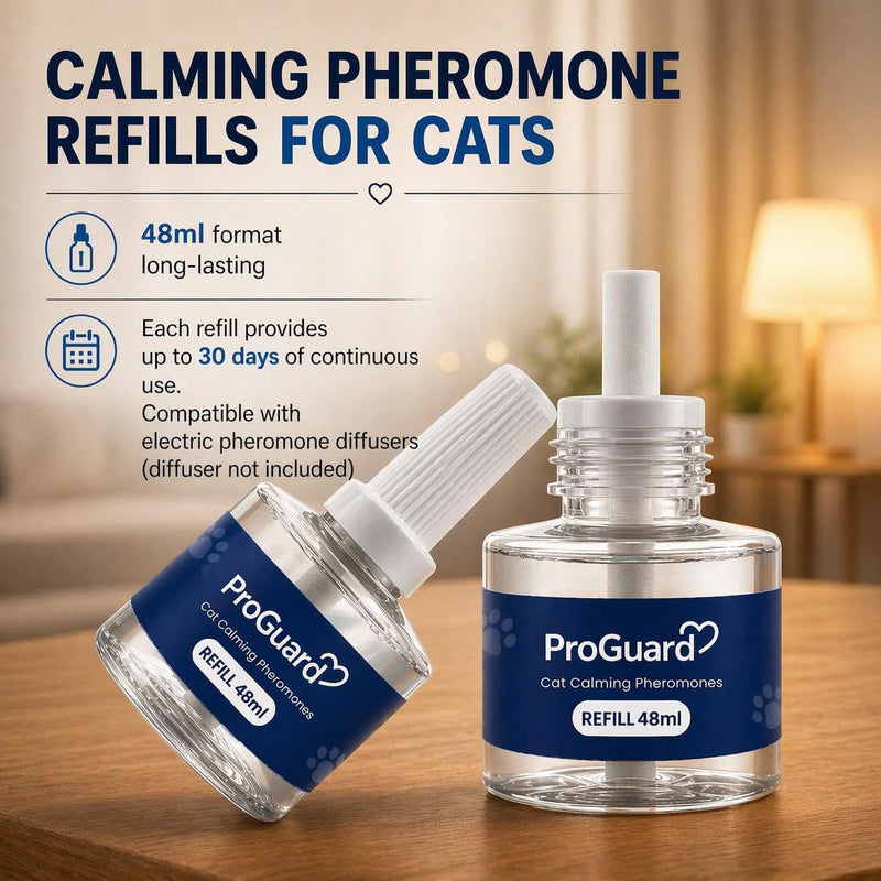 ProGuard® Cat Calming Diffuser Refill 6 Pack Cat Calming Pheromone Diffuser Refill Cat Plug in Pheromones Cat Stress Diffuser Cat Pheromones Calming for Cats Anxiety and Stress 48ml Vial-180 Days