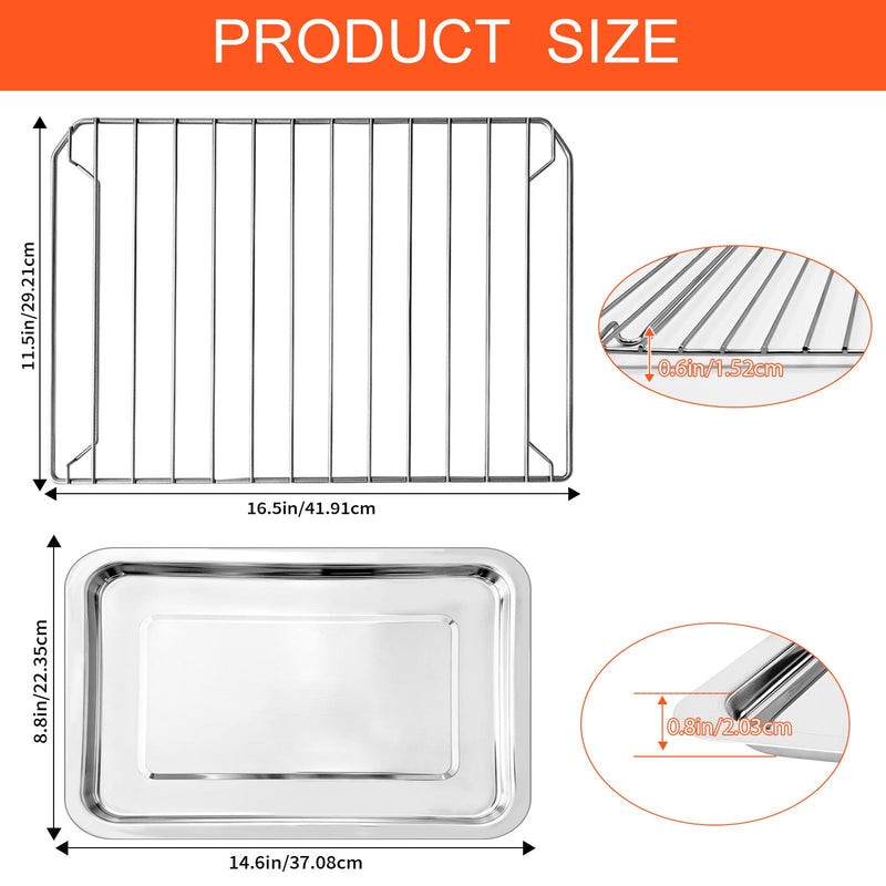 GCQ 2PCS Convection Toaster Oven Replacement Tray Rack for BLACK+DECKER 8 Slice Extra Wide Convection Toaster Oven,Food Grade Accessories Parts Grill Pan Rack Tray Crisper Plate,Dishwasher Safe