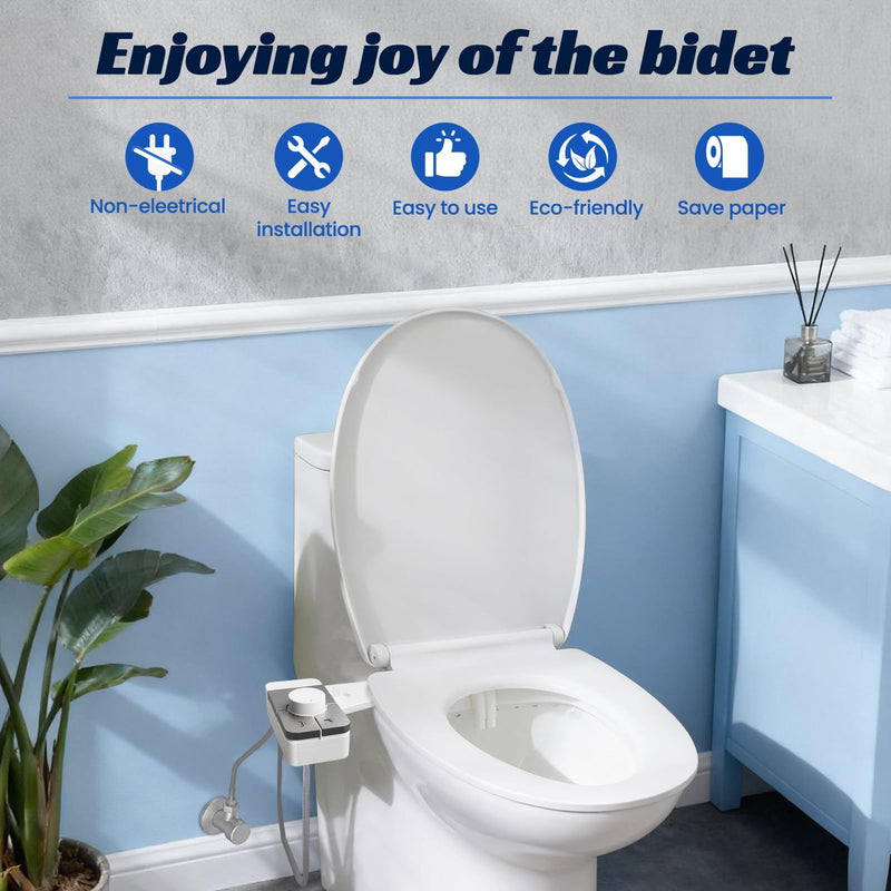 Bidet Attachment for Toilet,Self Cleaning Water Sprayer Adjustable Water Pressure Control,Slim Bidets for Toilets,Quick & Easy Installation (White） A2-Bidet Attachment